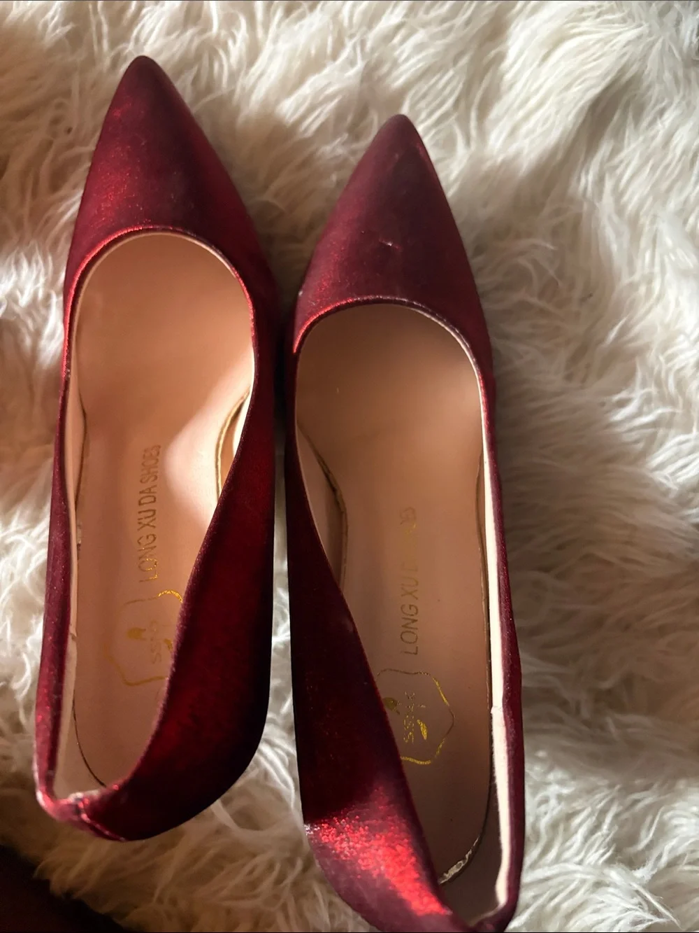 a new day Red Shimmer Pointed-Toe Pumps